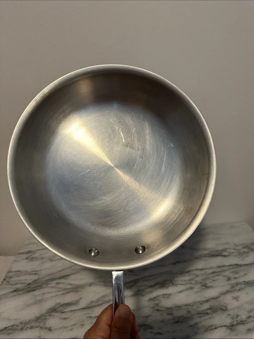 All Clad brushed Stainless Steel Frying Pan 10.5” long handle